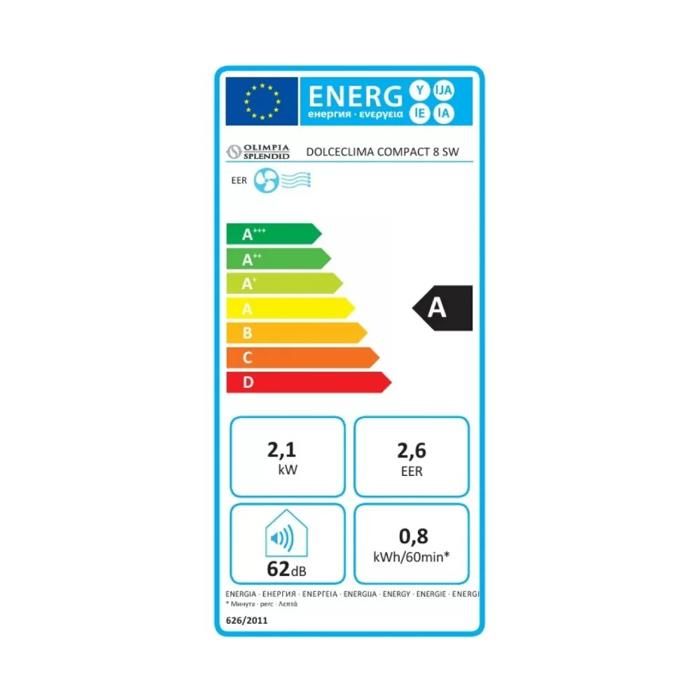 Climatiseur portable - Olimpia Splendid - Dolceclima Compact 8 SW - 8000 BTU - Wi-Fi - Classe A