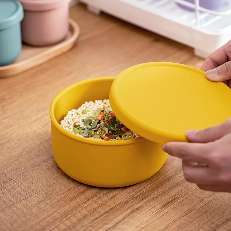 Runde Silikon-Lunchbox 250ml/650ml, große Kapazität, mikrowellengeeignete Silikon-Frischhaltebox, Snack-Salat-Bento-Box