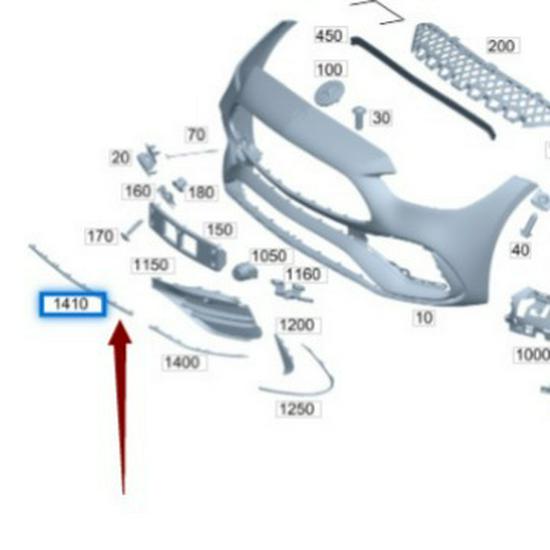 Front Bumper Center Bright Trim for Mercedes-Benz C-Class C200/C260