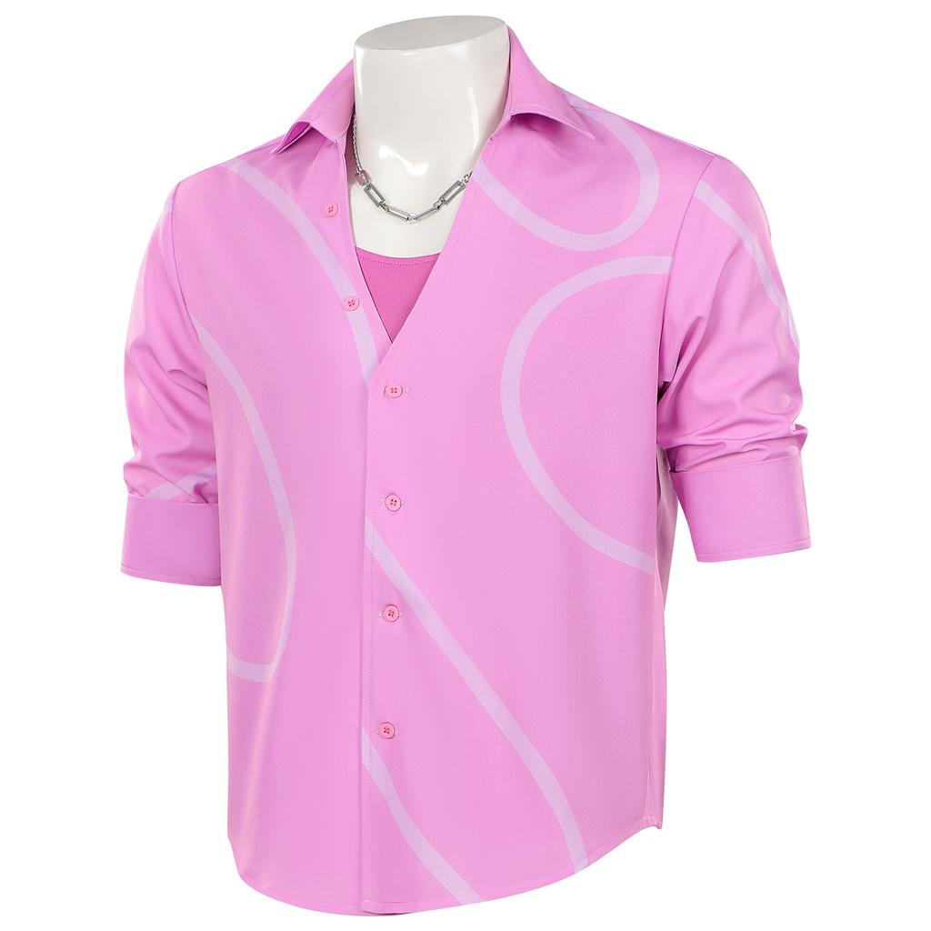 K-Pop Demon Hunter Jinu Cosplay Costume Shaka Boys Devil Boy Group Anime Pink Shirt with Sleeveless Undershirt