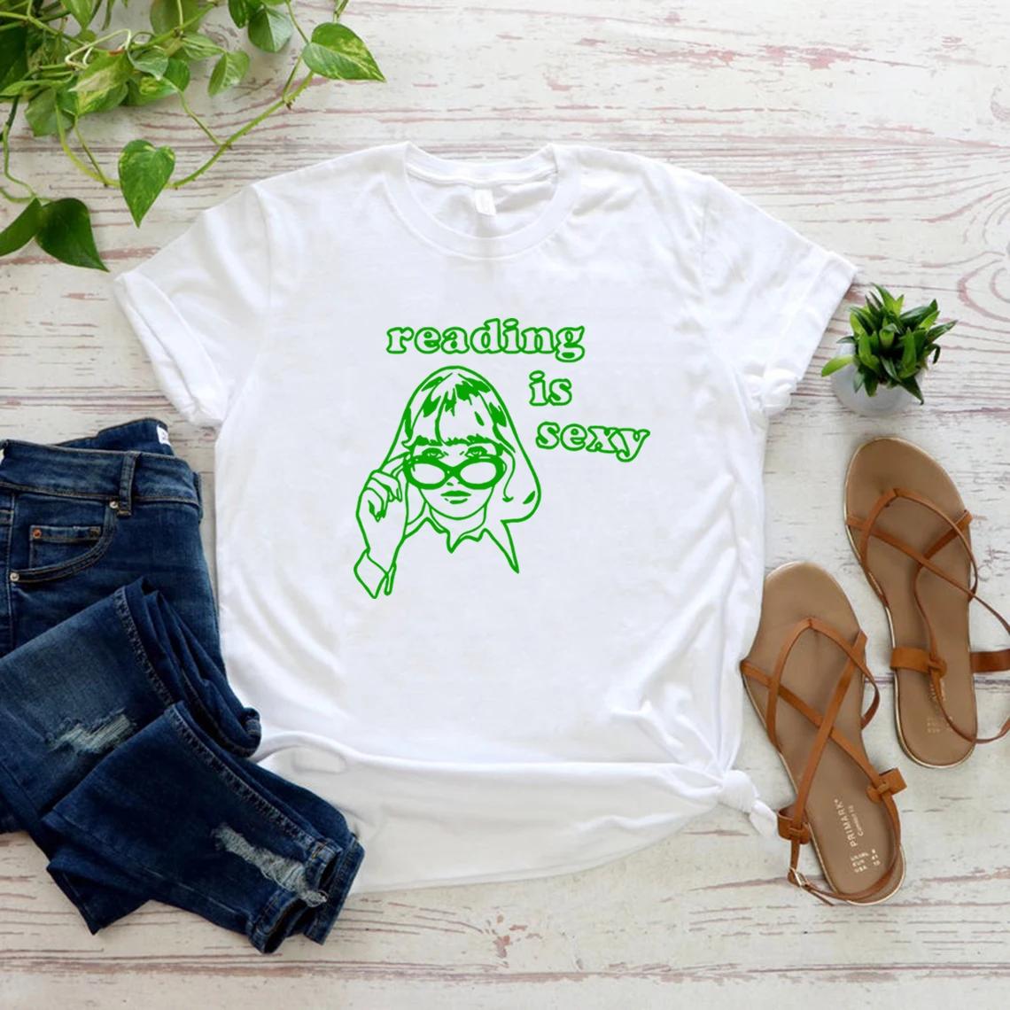Reading Is Sexy TShirt TV Show Shirt Book Lover T Shirt Women Graphic T Shirts Casual Short Sleeve Tshirt Women Clothes S