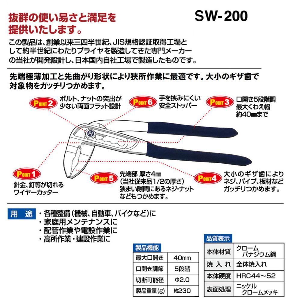 IPS Lightweight Plastic Blade Monster 200mm Made in (Igarashi Pliers) SW-200, Japan, Tsubame-Sanjo