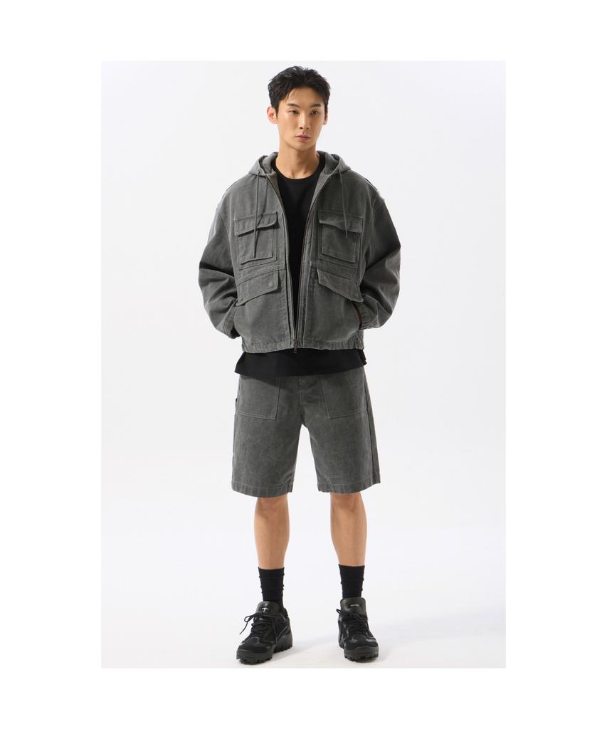 Customellow Gray Cotton Dyed Hood Jacket_Cwuam25383Gyd