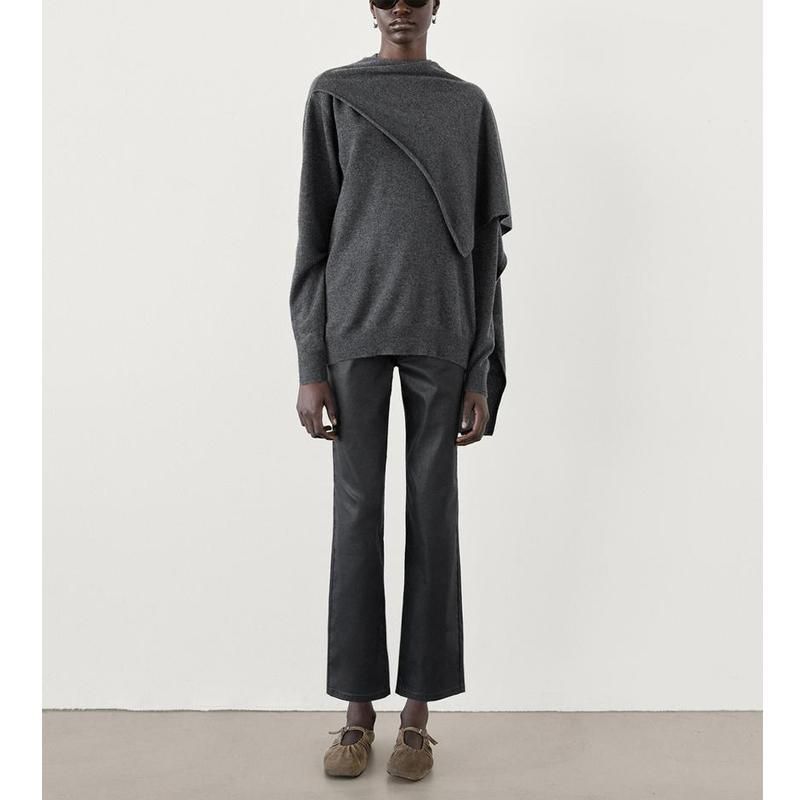 MD Fall and Winter New Arrival Women's Clothing Old Money Style round Neck Long Sleeves Wool Blended Scarf Knitting Outwear 5740631