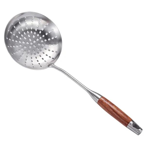 Heavy-duty 304 Stainless Steel Skimmer Strainer, Slotted Spoon with Ergonomic Handle, Comfortable Grip Spoon Ladle for Kitchen