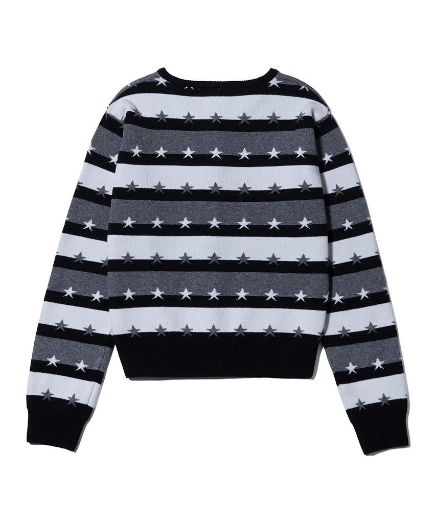 YOUHEE Star Stripe Cardigan Black