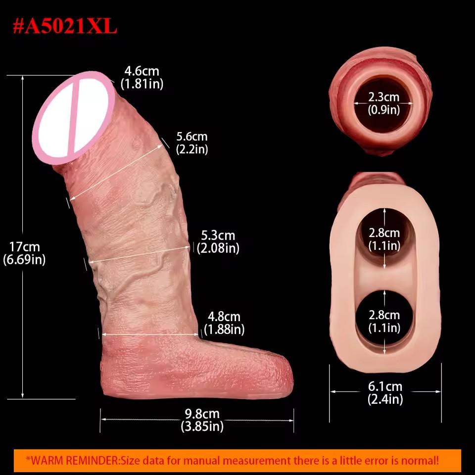 FAAK Realistic Penis Sleeve Size S M L XL Silicone Open-ended Dick Sheath Ring Realistic Hollow Dildo Sex Toy Cock Enlargement