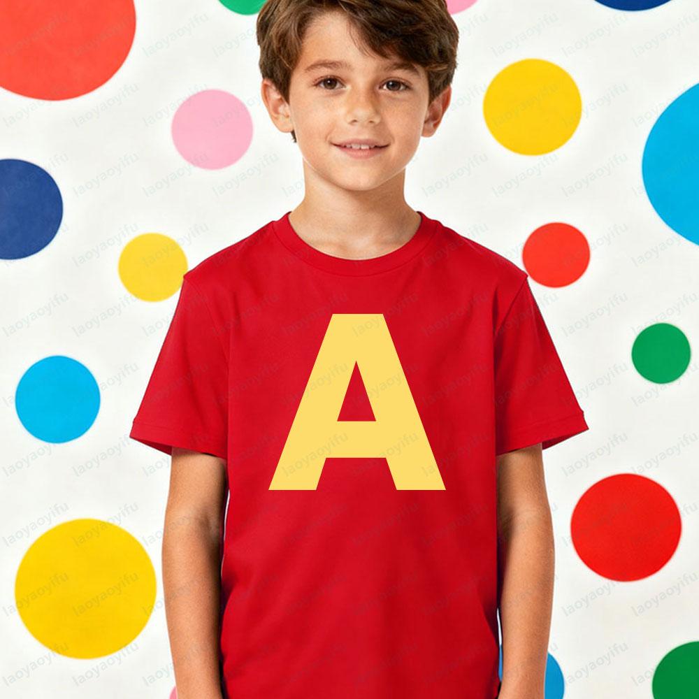 Alvin and The Chipmunks Classic Letter Printed Child Tshirt Boys and Girls Casual Daily Life Cotton T-shirt Cartoon Movie Tops