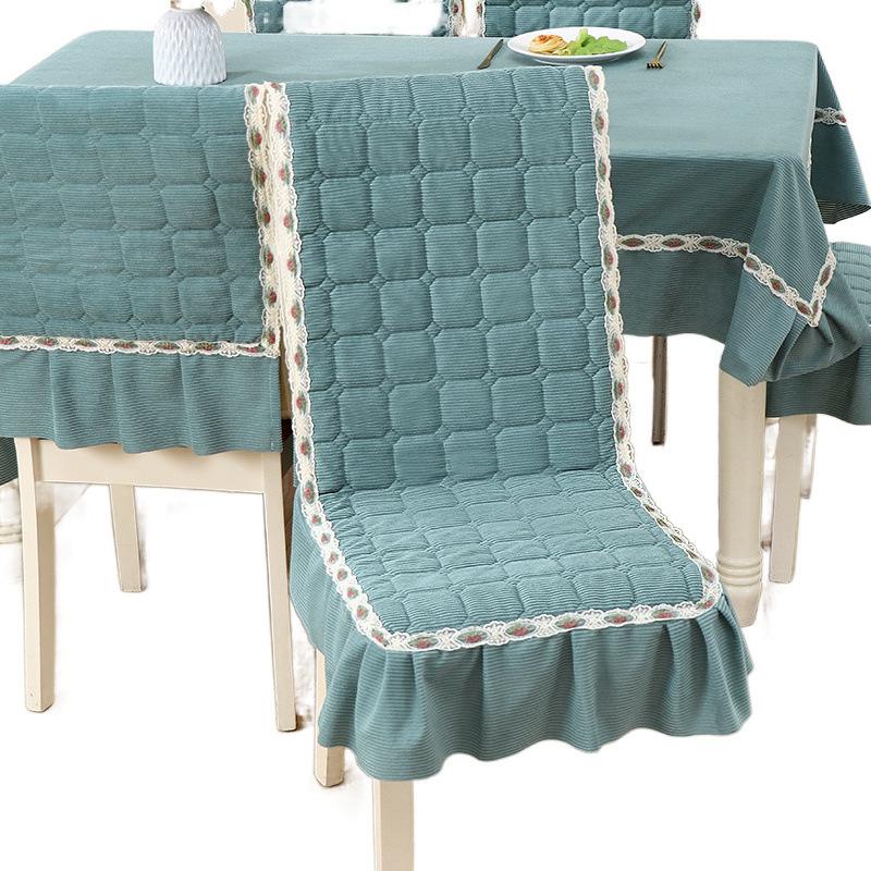 Minimalist Chair Cover Non-Slip Thickened Plaid Soft Ruffle Trim Dining Seat Cover All-Season Universal One-Piece Chair Cover