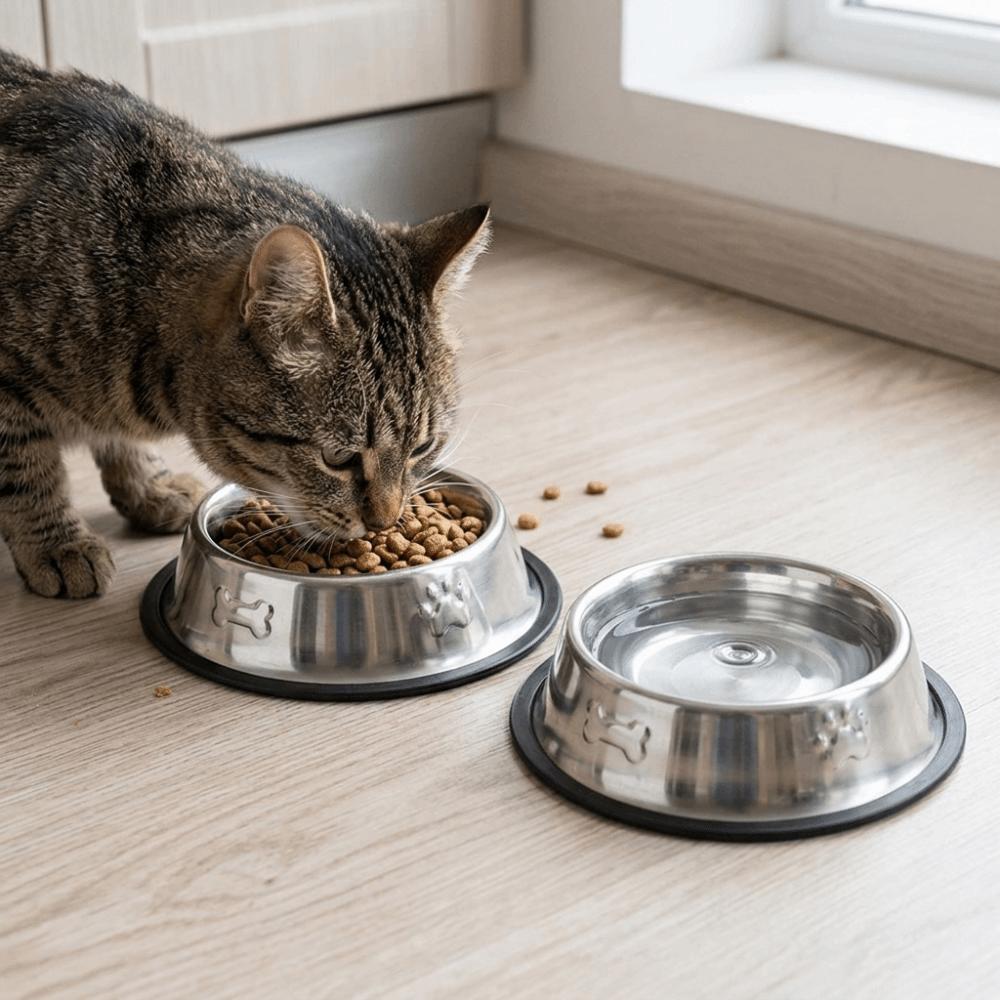 Anti-tip Pet Bowl Rustproof Pet Drinking Bowl Durable Use Cat Food Bowl  Pet Rest Area