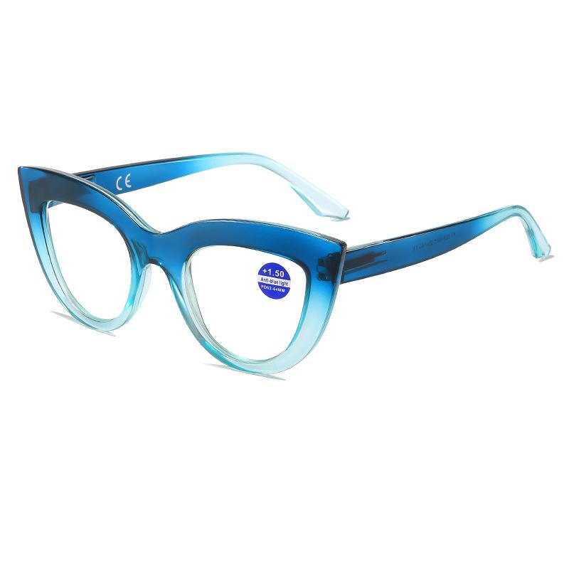 

New Cat Eye Reading Glasses Women Pink Anti Blue Light Eyeglasses Presbyopia Glasses Hyperopia Optical Lenses For Read +1.0 +1.5 +100 синий