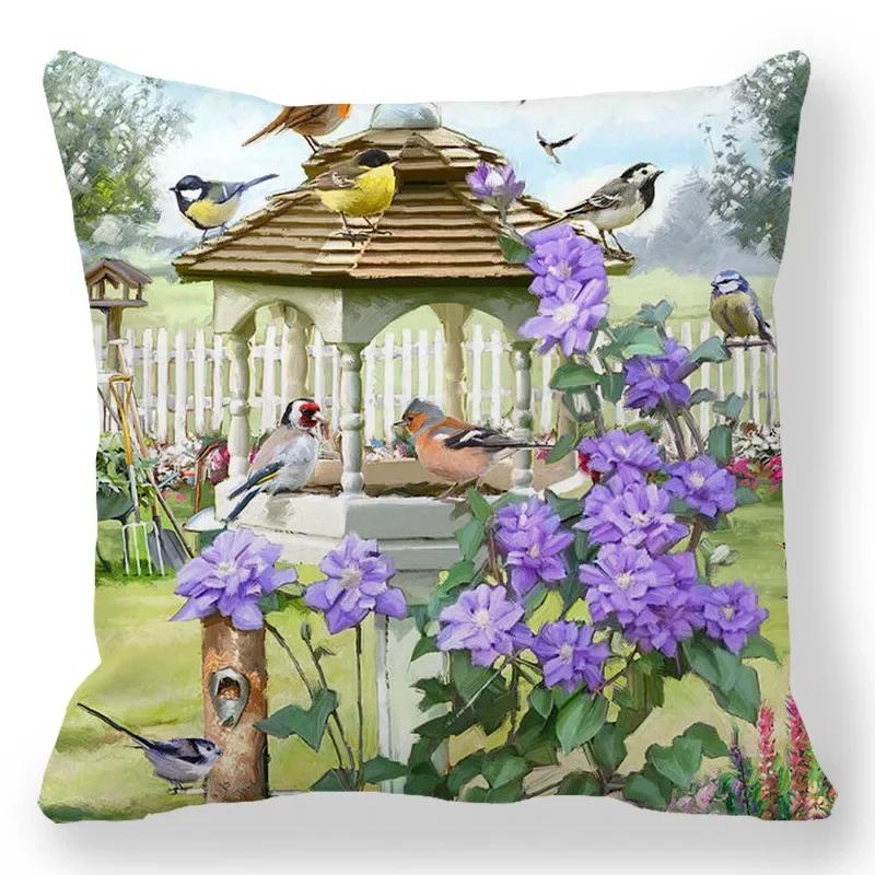 Christmas Decor Cushion Cover Christmas Gifts Home Party Decorative Pillow Cover Winter Snow Scene Animal Angel Print Pillowcase