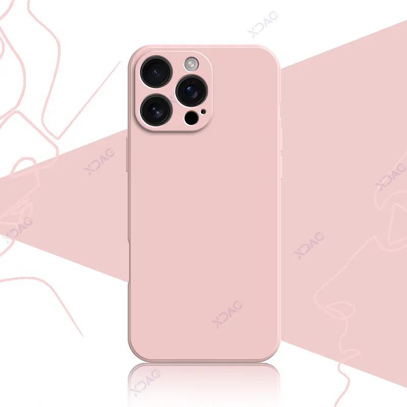 Luxury Square Liquid Silicone Case Cover for iPhone 16 Pro Max Plus iPhone16 16Pro 16Plus 16ProMax Soft Shockproof Phone Housing