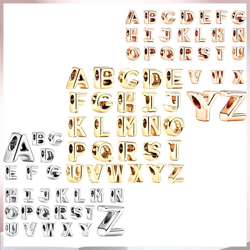 Fine Do It Yourself Women Jewellery Gifts Lucky Letter Alphabet AZ Charm Bead Charms Compatible With Authentic Charm Bead Charms Bracelets Necklaces