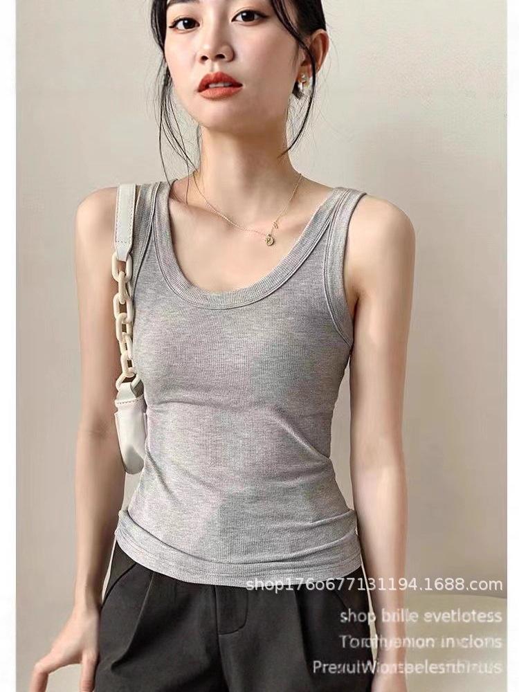Women's Ribbed Cotton Camisole: Summer Anti-Exposure Base Layer V-Neck Vest