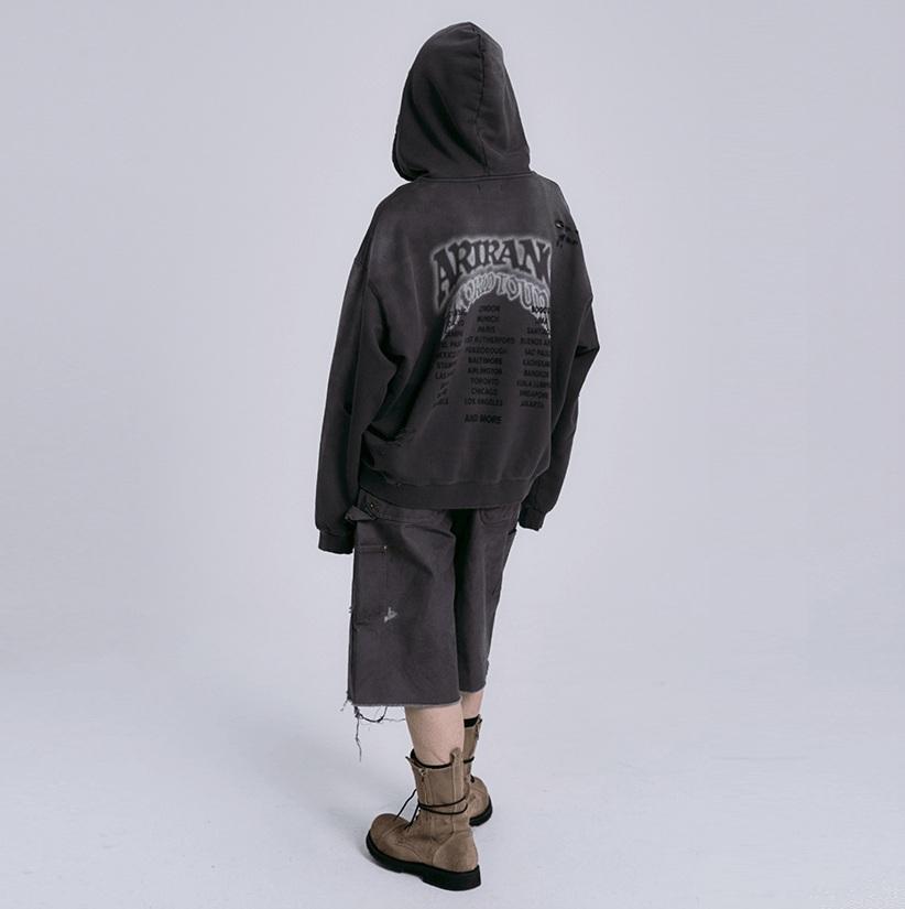 Official BTS WORLD TOUR 'ARIRANG' Zip-up Hoodie (Charcoal) - Limited Tour Edition