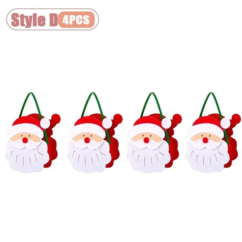 1-8PCS Christmas Felt Handbag Cute Cartoon Candy Gift Bag for Kids Decorative Hand Carry Holiday Tote for Children