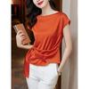 High-end Short Sleeved Blouse for Women Summer Chiffon Satin Top Elegant Stylish Shirt for the Summer