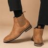 Designer Fashionable Winter Patent Leather Cowboy Chelsea Ankle Boots Men's Tops For Men Flats Everyday All Match Shoes