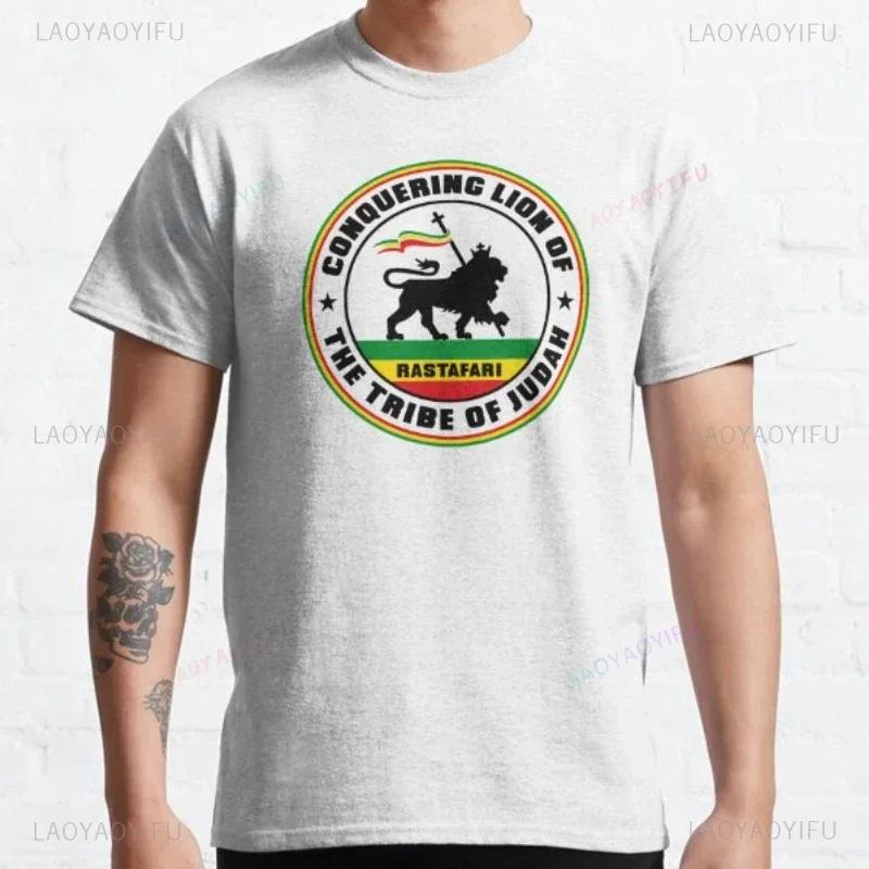 

Rasta Lion Judas Tshirt Headset Jamaican Rastafarian Zion Men High Quality Cotton Undershirt Casual Breathable Street Clothin... 5XL різнокольоровий