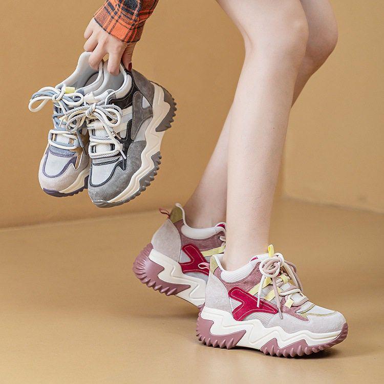 2025 autumn ins tide Korean version of the new dad shoes female students versatile sports shoes street shot heightening shoes female Z310