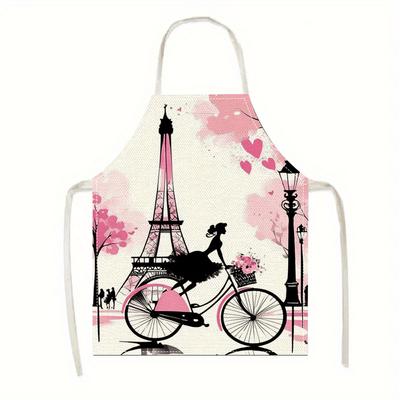 1pc Paris Eiffel Tower Bicycle Apron Romantic French Style Kitchen Cooking Bib