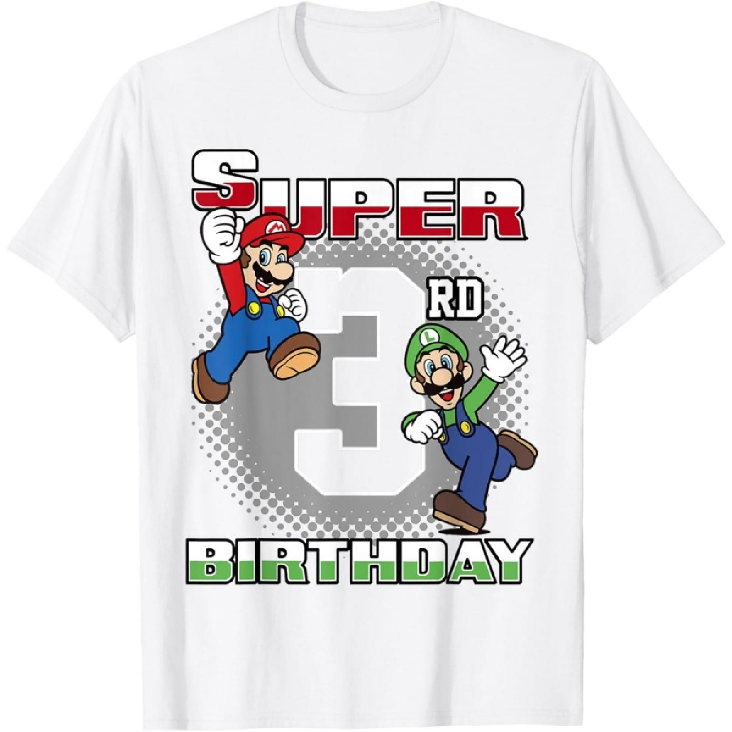 Super Mario And Luigi Super Birthday 3rd Birthday Portrait T-Shirt XXXXXL белый