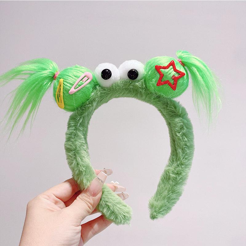 New Funny Plush Ugly Doll HairBand Female Winter Cute Cartoon Face Wash Hairband Hair Hoop Korean Girl Hair Grotto Headband
