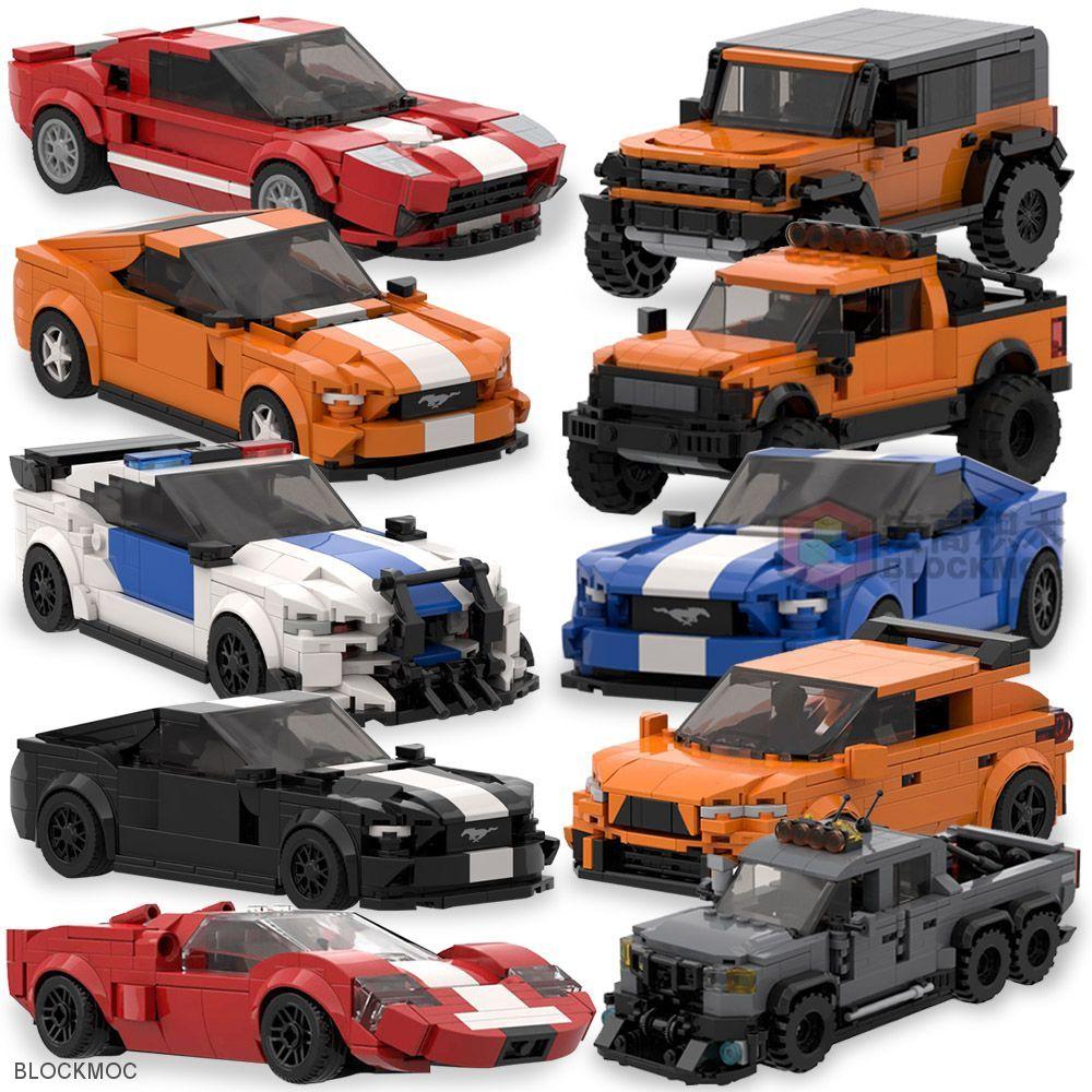 

MOC Bricks Ford Shelby GT500 F150 Barricade Raptor SUV Fordham Bronco Mustan Racing Набор спортивных автомобилей игрушечные чемпионы скорости