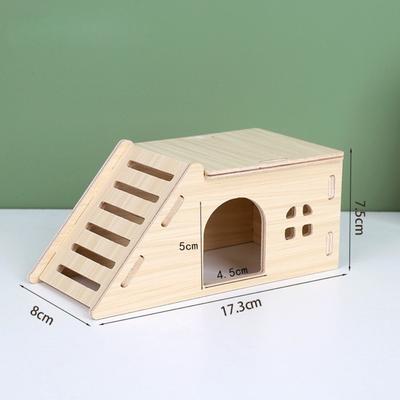 Nouvelle Villa Hamster en Bois Masticable Facile à Installer Maison Plateforme Accessoires de Cage Jouet d'Activité Durable pour Petit Animal Fournitures pour Animaux