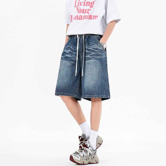 

Новые свободные прямые джинсы Эластичный пояс Застежка на шнуровке 3XL