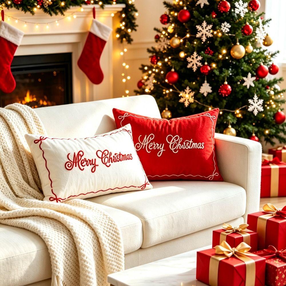 Soft Christmas Cushion Cover 30*50cm Throw Pillowcase Durable Christmas Pillow Cover Bedroom
