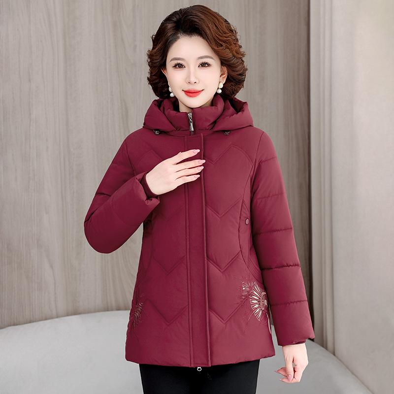 Yeni bol sıcak dolgulu ceket büyük beden yabancı tarz kaz tüyü dolgulu ceket moda orta yaşlı ve yaşlı kadınlar için dolgulu ceket