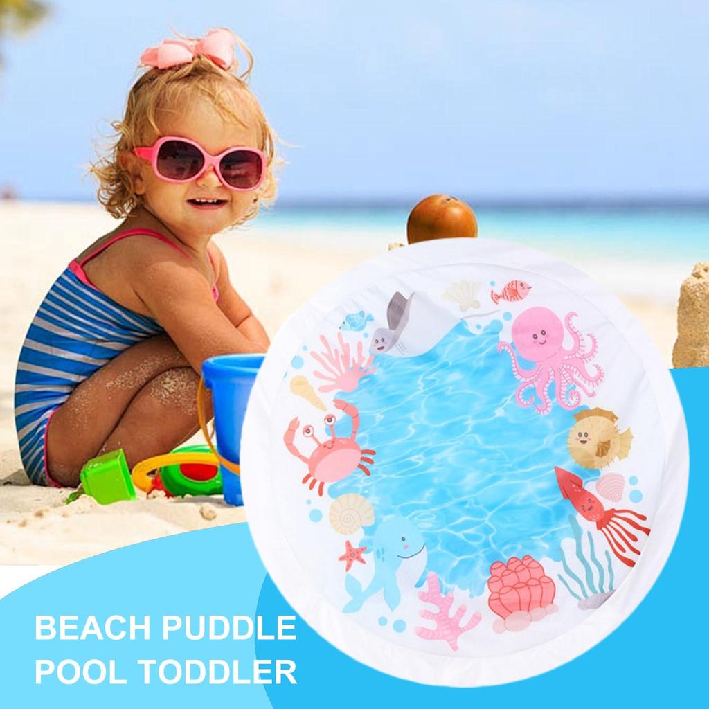 Beach Kiddie Pool Childs Beach Blanket Kiddie Pools with Water Bucket Foldable Beach Puddle Wading Pools Outdoor Summer Toy