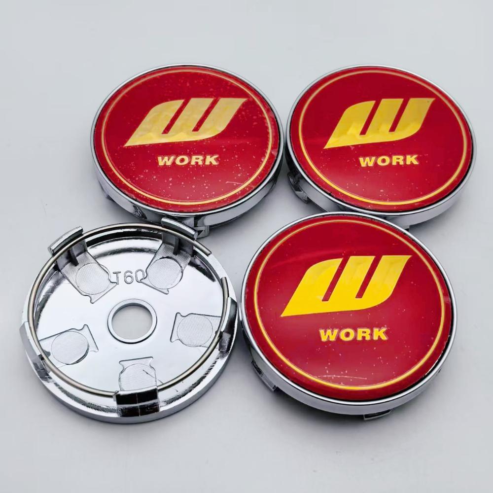 

4pcs JDM W Work Logo Emblem Car Wheel Center Caps OD 60MM ID 56MM Wheels Hub Cap Rim Hubcaps Dust Cover Replace Car Accessories W Work Badge&4pcs T60 Wheel Caps