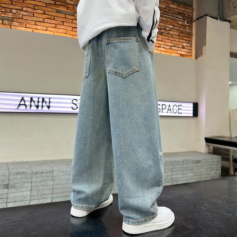 Boys' Jeans Spring Autumn New Child Boys Trendy Pants 3-12Y Kids Casual Denim Trousers Teenager Handsome Loose Straight Trousers