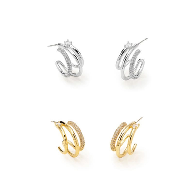 

FINDELISE Кубічні сережки-круасани SILVER