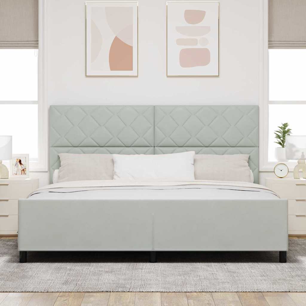 Boxspring Bed with Headboard Light Grey 200 X 200 Cm Velvet