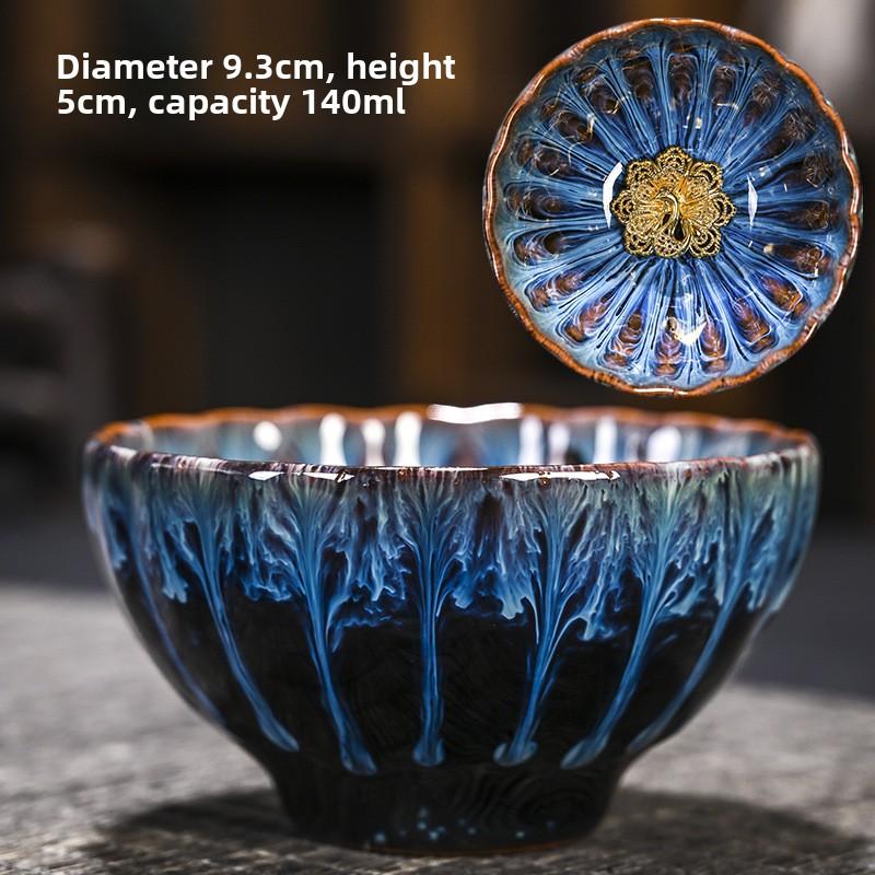 Tradition Kiln Transformation Ceramic Teacup Home Master Cup Chinese Tea Set Accessories Handmade Silver Inlay Tea Cup