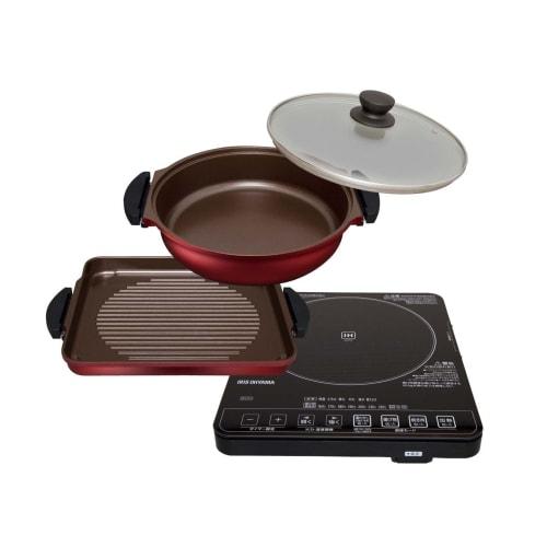 IRIS OHYAMA IH Cooking Heater, IH Stove, Yakiniku Plate & Pot, Black, IHC-T51S-B