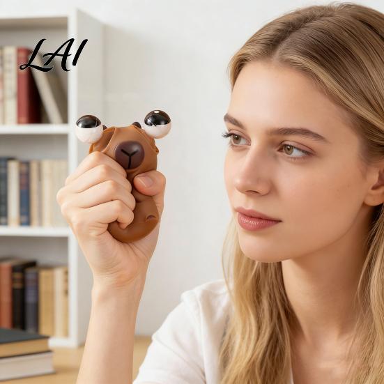 Capybara Squeeze Toy Popping Eye Anxiety Stress Relief Sitting Adult Reliever Pinch Sensory Soft Ball Animal Fidget
