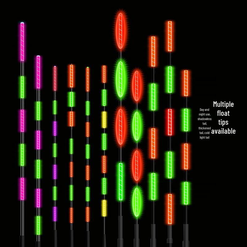 Color-Changing Dual-Use Luminous Fishing Float with Replaceable Tail for Day and Night Fishing