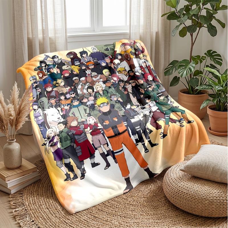 Naruto Printed Flannel Blanket Skin Friendly Warm Decorative Throw for Indoor Couch Bed Daily Use
