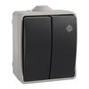 Double Waterproof Switch - IP44 - 16A 250V - Polypropylene - Grey/Black - E64037