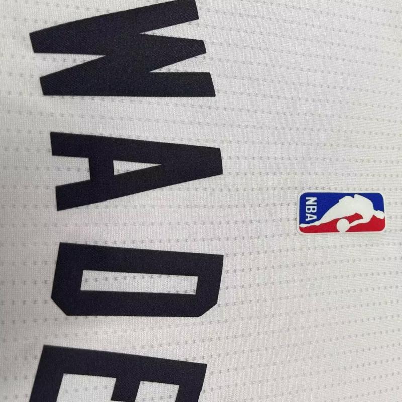 Adidas X NBA Wade Miami Heat Lettering Comfortable Jersey Unisex Jerseys White 7470A-331-K9549