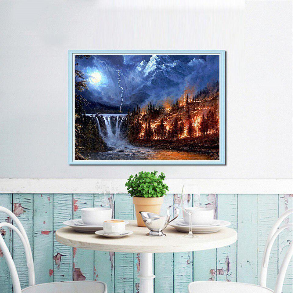 Cross Stitch Rhinestones Forest Fire Diamond Mosaic 5D DIY Diamond Painting