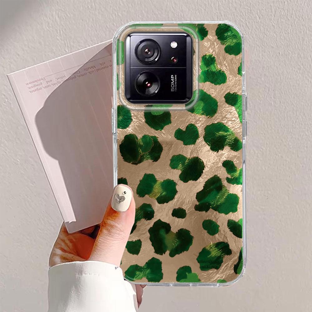 Pink Green Leopard Print Pattern Phone Case for Xiaomi 13T 14T 11 Lite NE Poco X5 M6 Pro X6 X7 X3 Pro NFC C65 C61 M5S TPU Cover