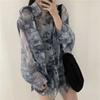 Shirts Women Fashion Tie Dye Harajuku Gothic Top Loose Casual Clothes Sun-proof Embroidery All-match Summer Holiday