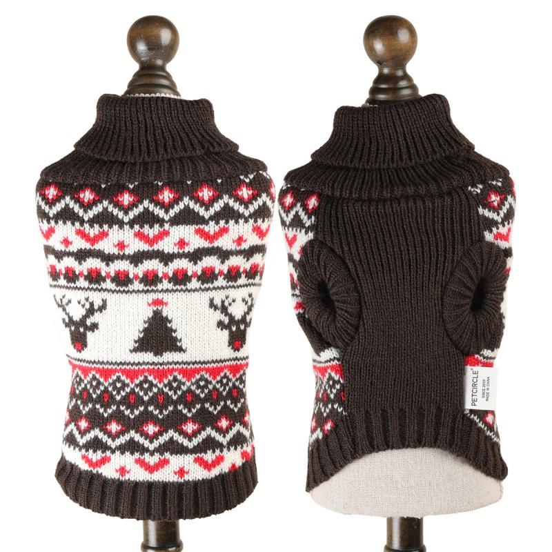 Christmas Reindeer Jacquard Knit Dog Sweater Teddy Bear Poodle Panda Cat Winter Thick Warm Pet Clothing