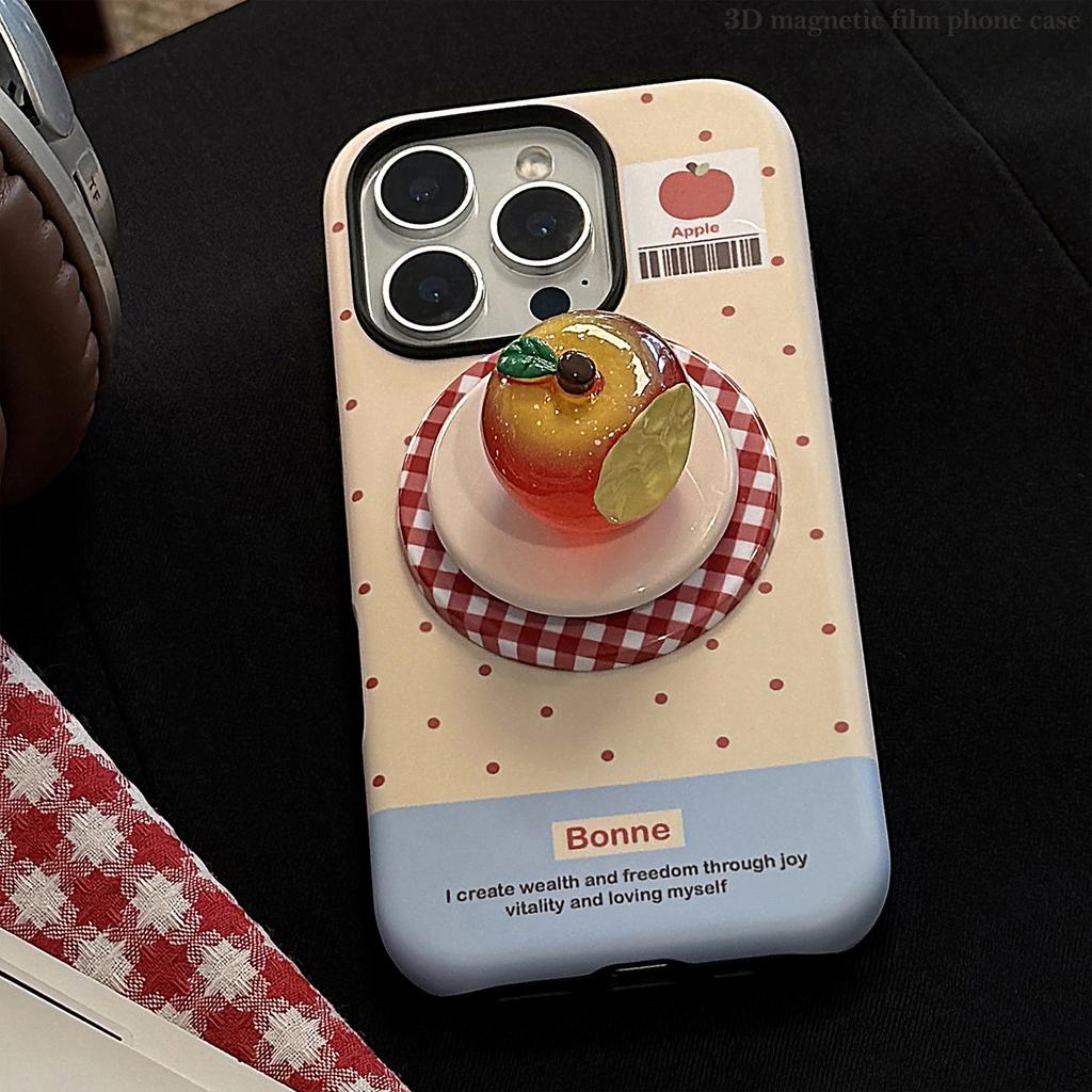 Three Dimensional Luminous Crystal Apple 16 Mobile Phone Case IPhone 15 Promax Suitable for 14 Magnetic Bracket